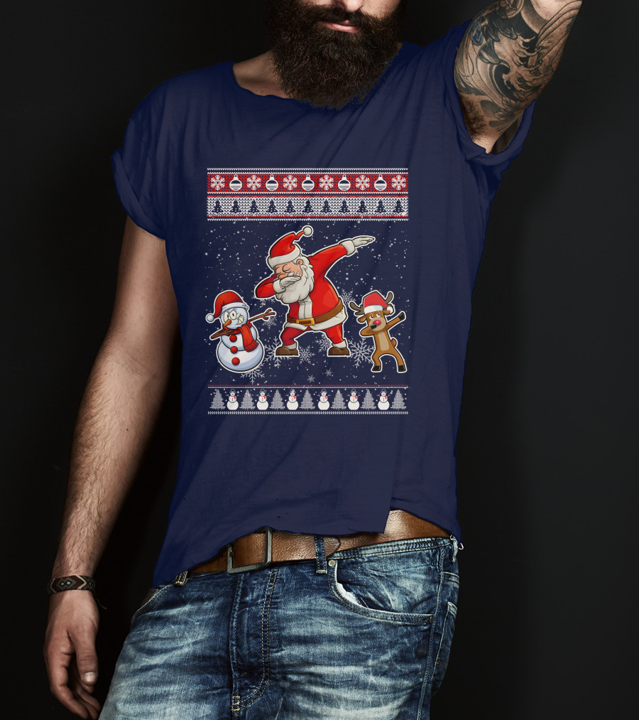 Santa Dabbing Santa Claus Snowman Reindeer Christmas Dabing T-Shirt
