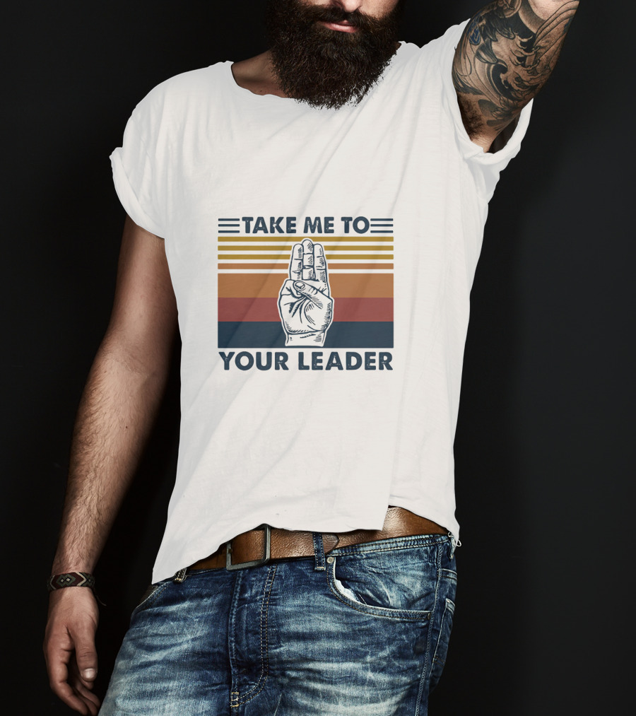 Take Me To Your Leader Retro Scout Hand Signal T-Shirt