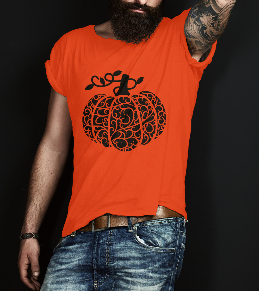 Fall Pumpkin Swirly Pumpkin Women Cute Fall T-Shirt