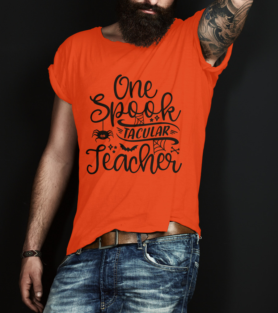 One Spooktacular Teacher Halloween Spider And Bat T-Shirt