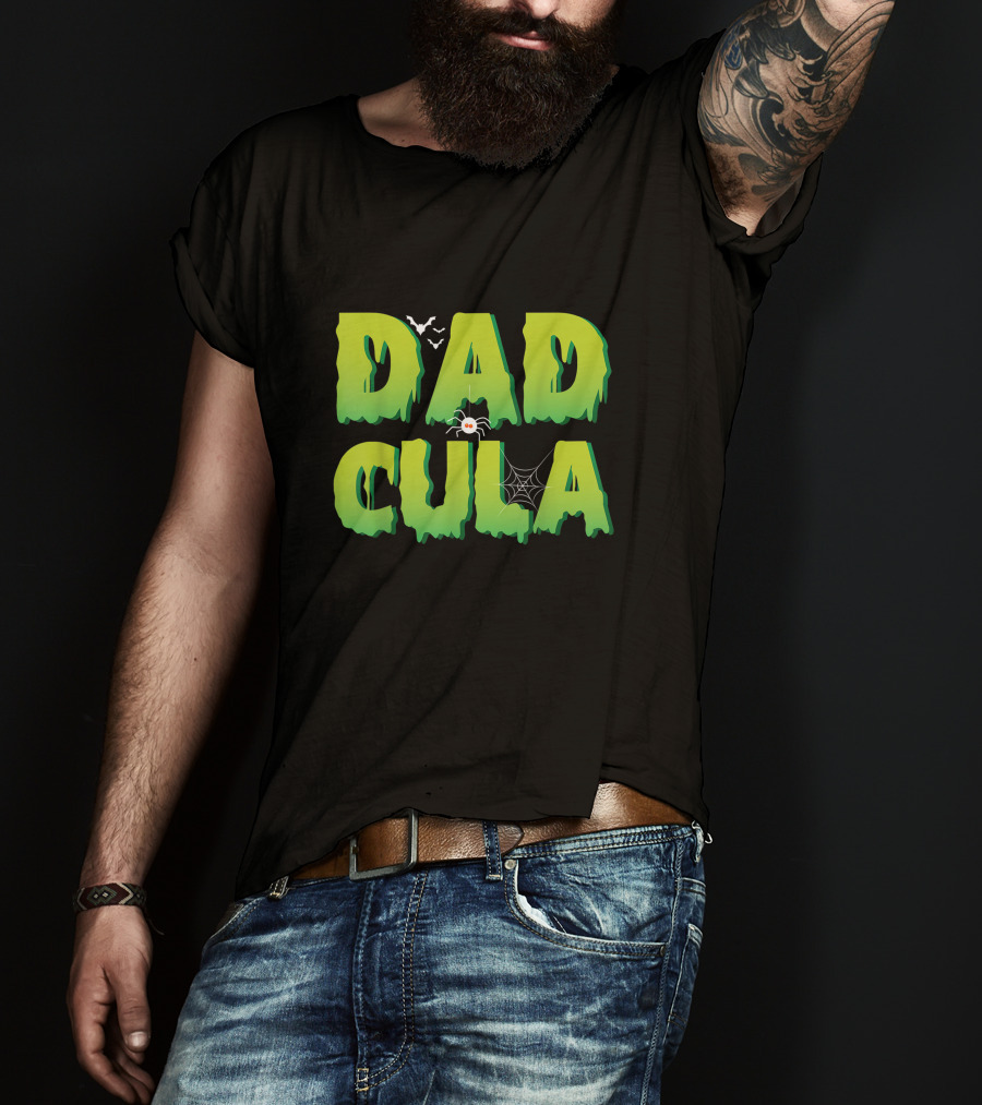 Dadcula Funny Halloween Dad Costume With Spider And Bat Graphics T-Shirt