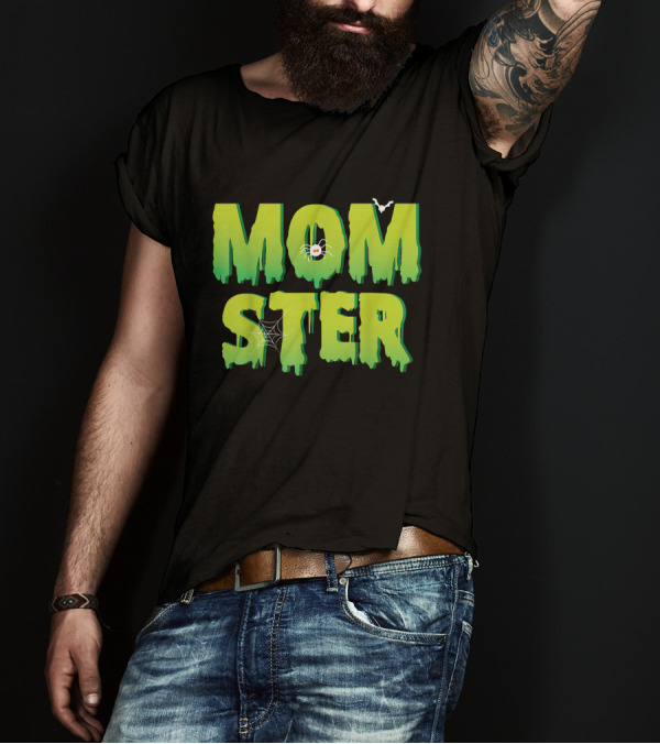 Funny Momster Halloween Costume With Spider And Bat Elements T-Shirt