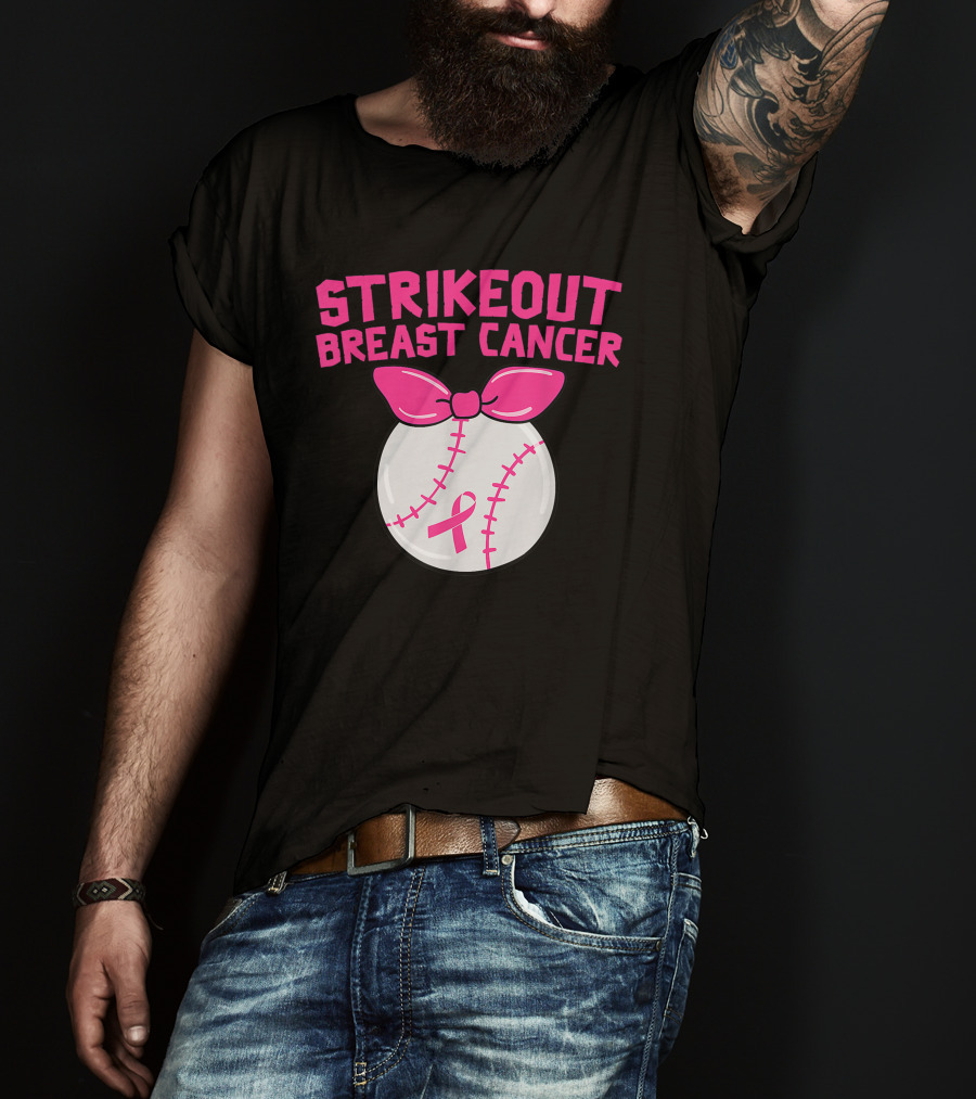 Strikeout Breast Cancer Awareness Baseball Pink T-Shirt