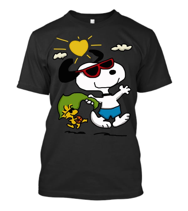 Snoopy And Woodstock Summer Fun Sun Heart Sunglasses T-Shirt