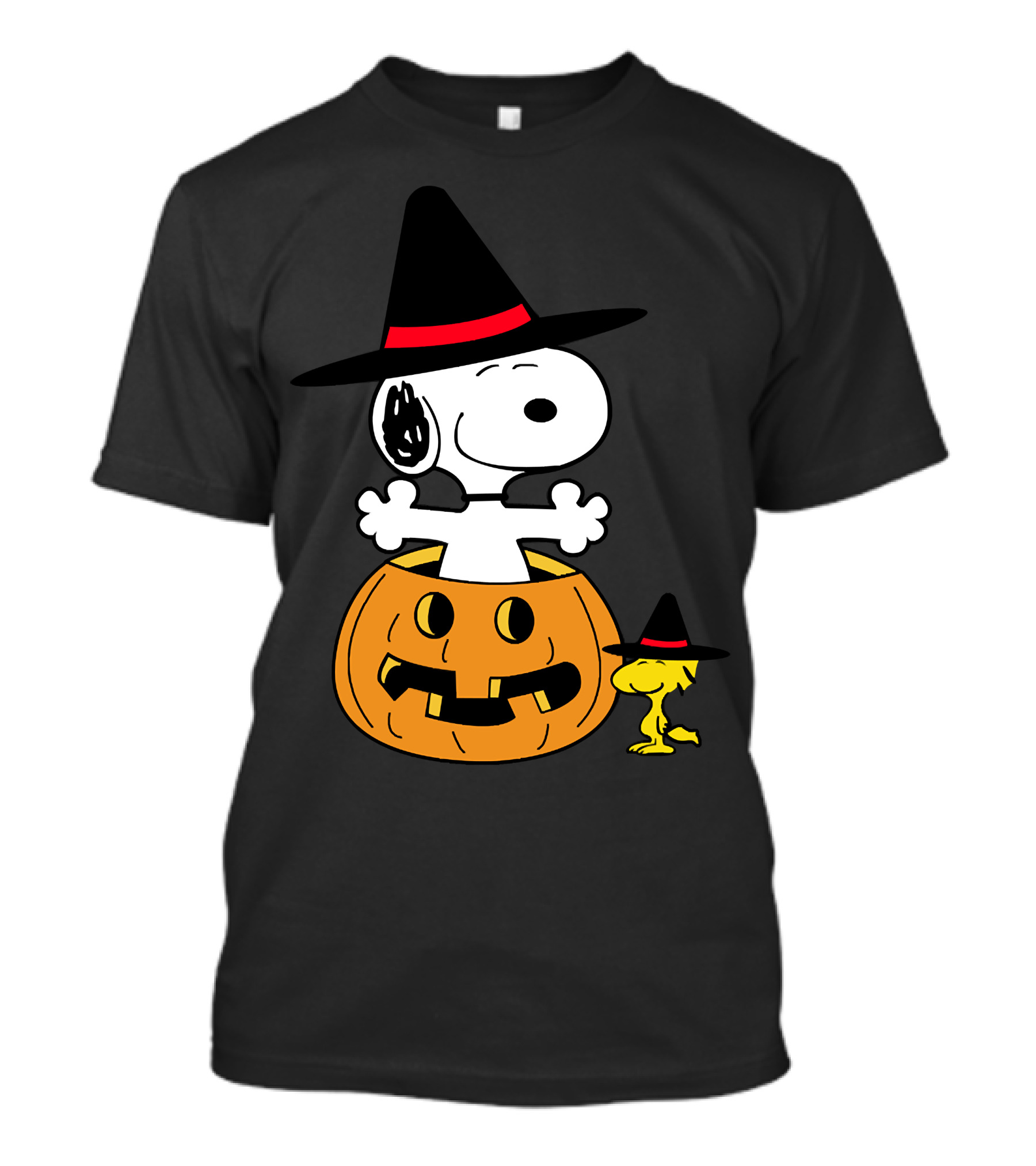 Snoopy Woodstock Halloween Pumpkin Witch Hat T-Shirt