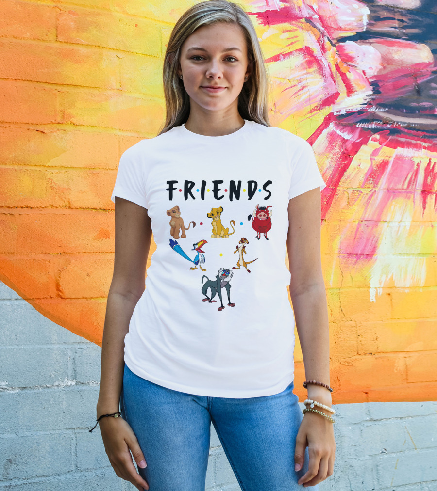 Friends The Lion King Simba Pumbaa Timon Rafiki Zazu Cartoon Characters T-Shirt
