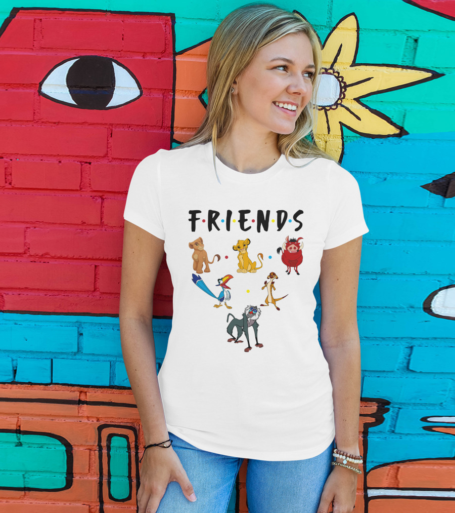 Friends The Lion King Simba Pumbaa Timon Rafiki Zazu Cartoon Characters T-Shirt
