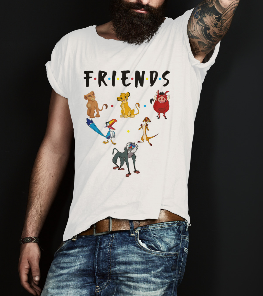 Friends The Lion King Simba Pumbaa Timon Rafiki Zazu Cartoon Characters T-Shirt
