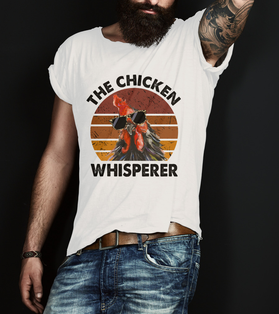 The Chicken Whisperer Retro Sunglasses Vintage Sunset Chicken T-Shirt