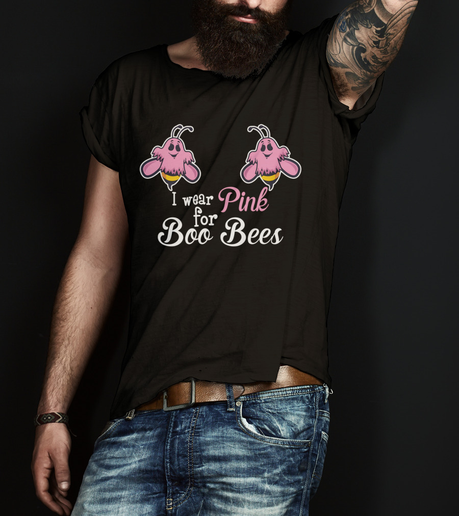 I Wear Pink For Boo Bees Funny Halloween Breast Cancer Awareness T-Shirt