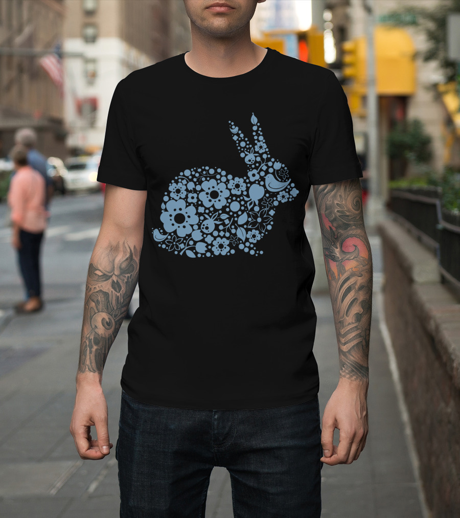 EasterEaster Floral Bunny Filled With Flowers And Bird T-Shirt