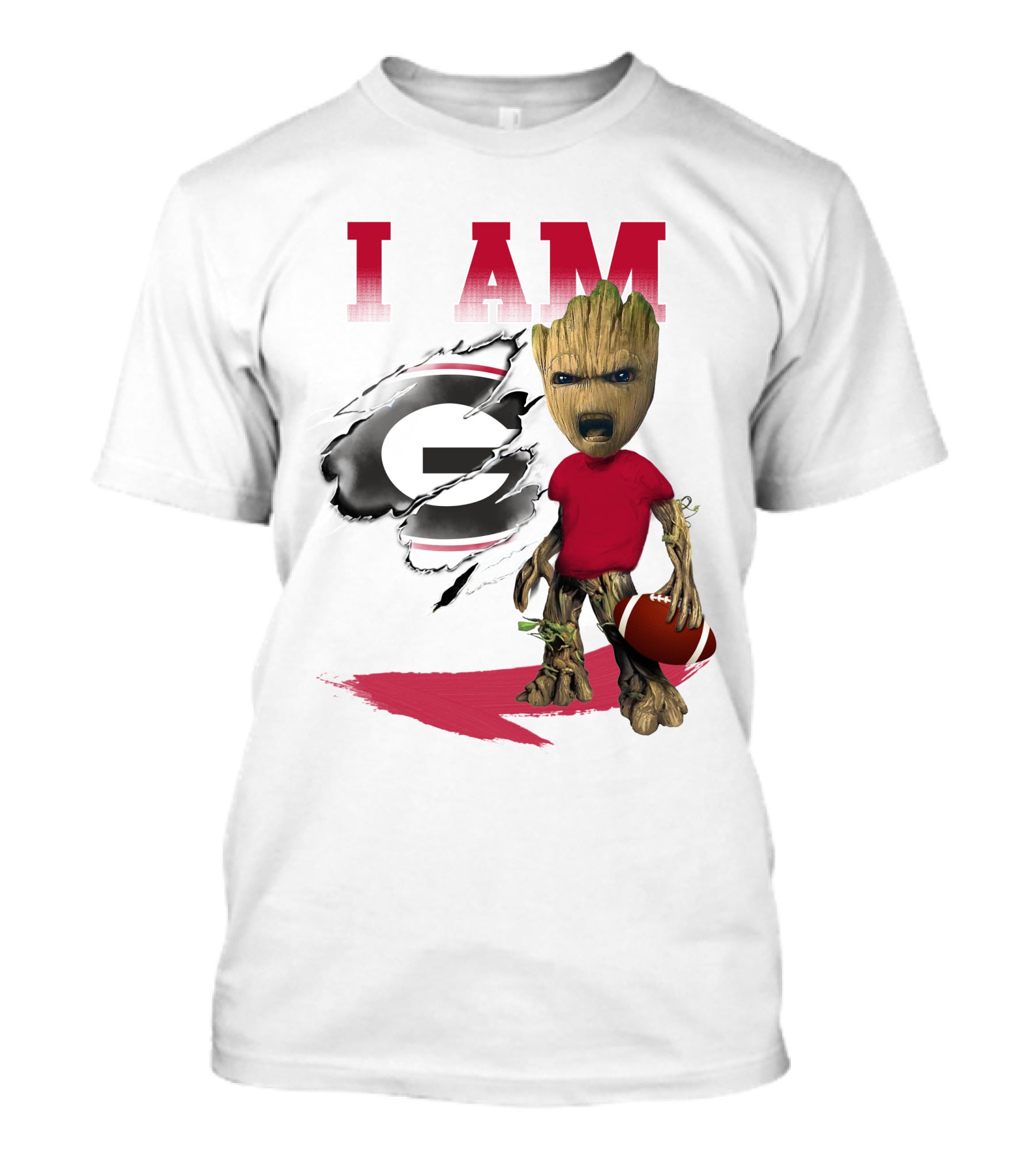 I AM Georgia Bulldogs Groot Holding Football T-Shirt