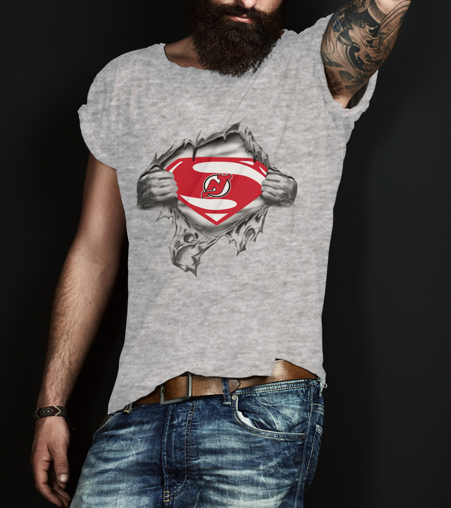 New Jersey Devils Superman Iconic Logo Fusion T-Shirt
