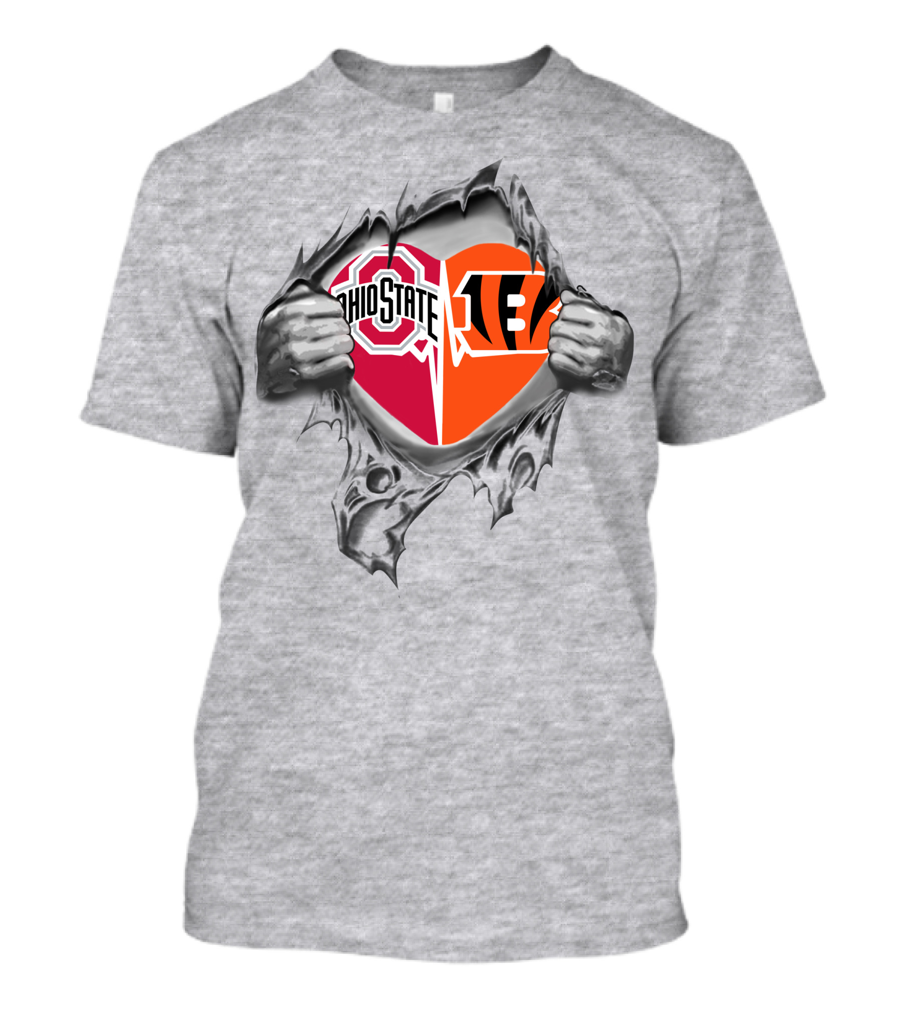 Ohio State Bengals Heart Peeking Through T-Shirt