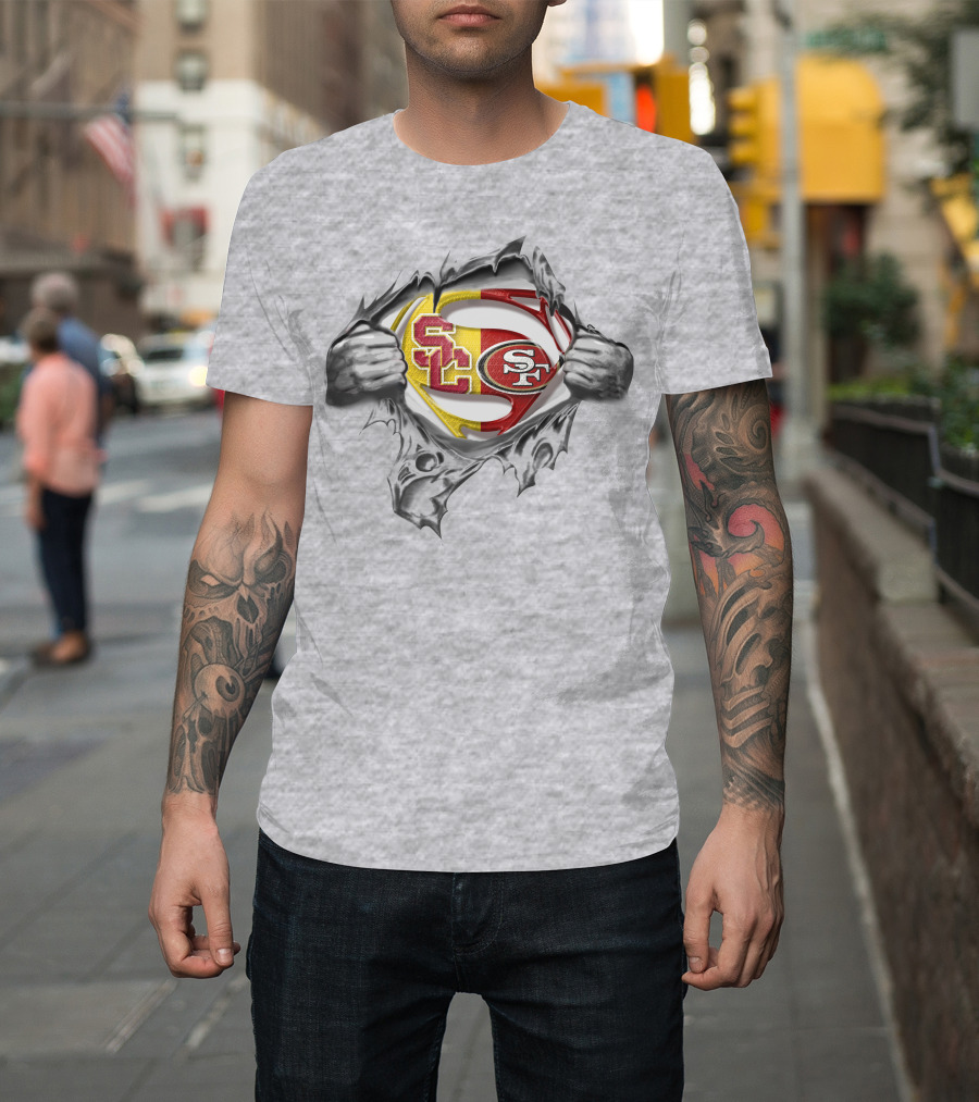 49ers Trojans Superman Logo Fusion T-Shirt