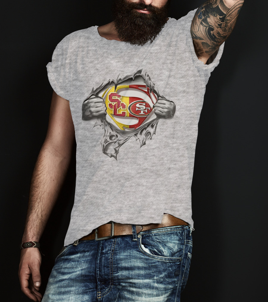 49ers Trojans Superman Logo Fusion T-Shirt