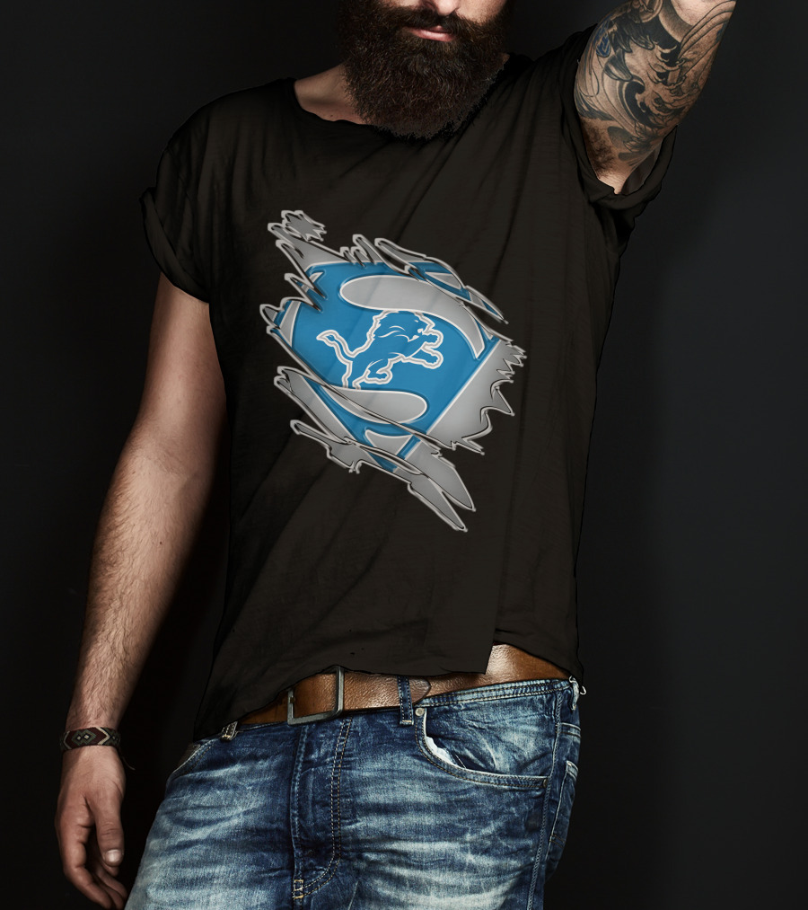 Detroit Lions Superman Logo Mashup T-Shirt