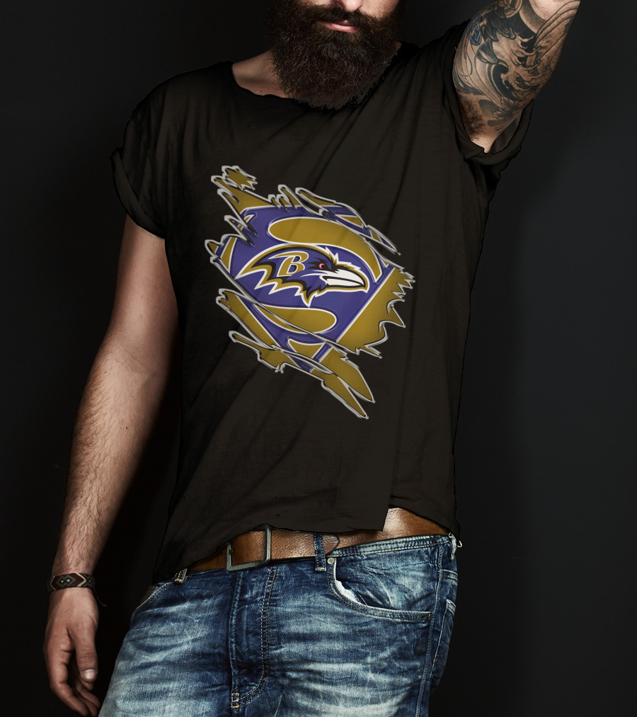 Baltimore Ravens Superhero Logo Burst T-Shirt