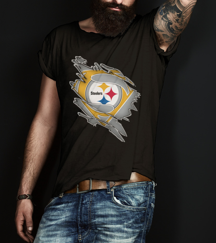 Steelers Logo Superhero Ripped T-Shirt