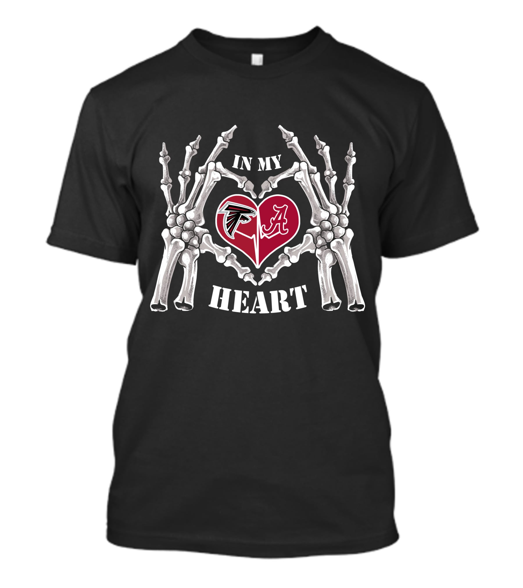 In My Heart Falcons Alabama Skeleton Hands Heart T-Shirt