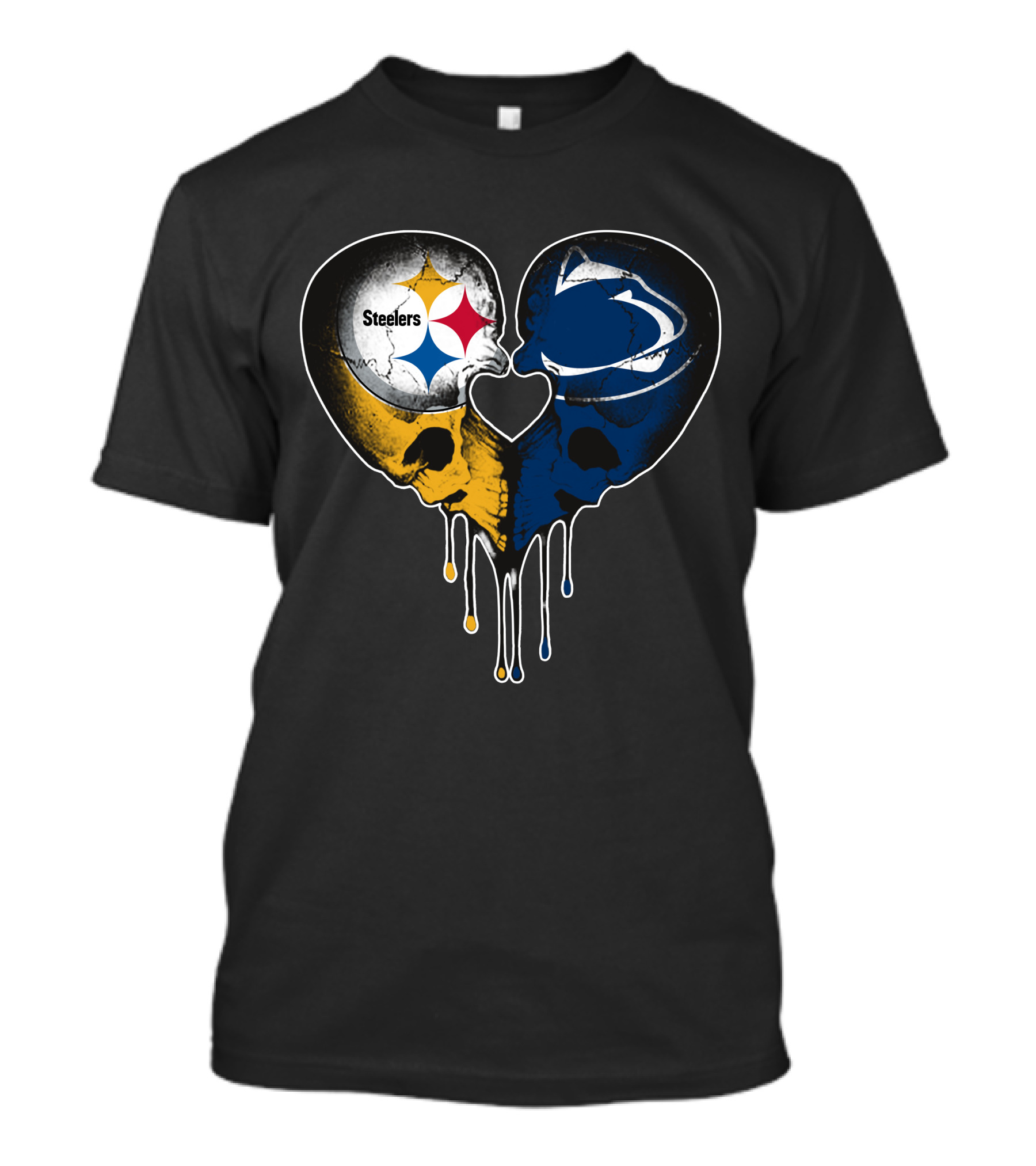 Steelers Lions Dripping Heart Skulls T-Shirt