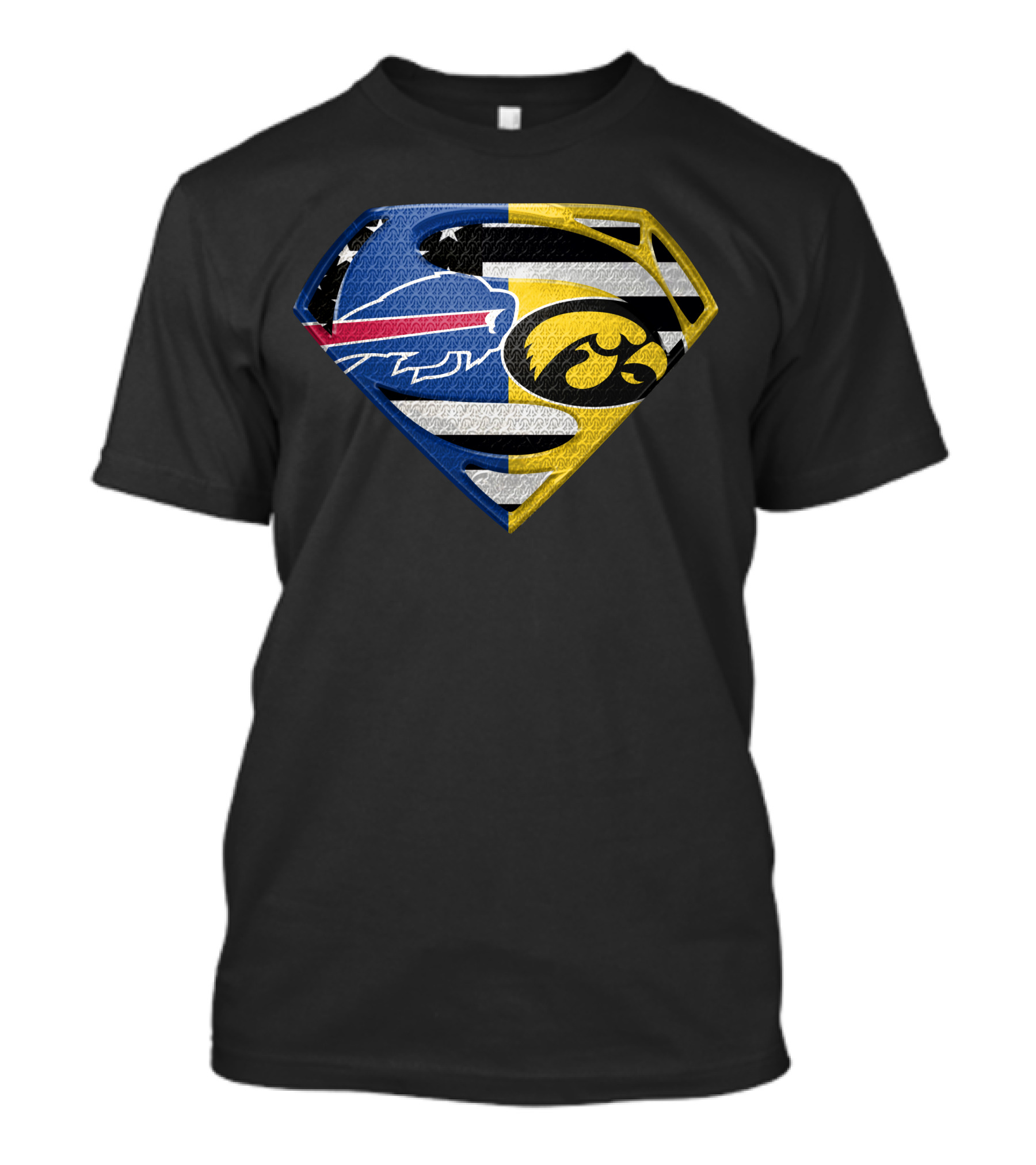 Buffalo Bills Iowa Hawkeyes Superman Logo Fusion T-Shirt