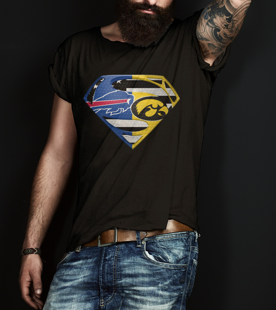 Buffalo Bills Iowa Hawkeyes Superman Logo Fusion T-Shirt