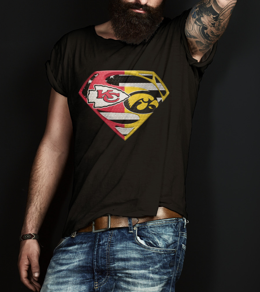 Superman Kc Chiefs Iowa Hawkeyes Flag T-Shirt