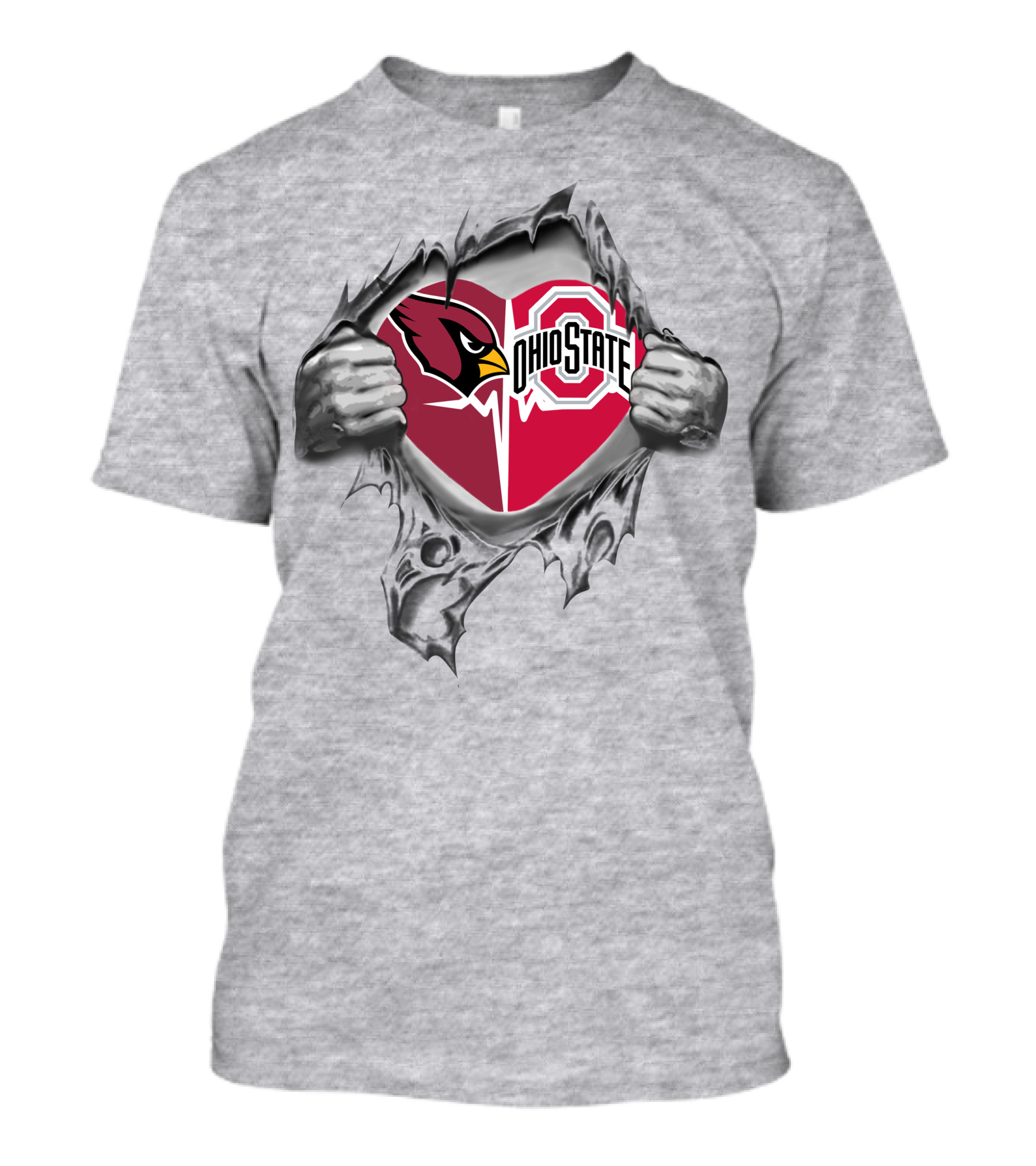 Arizona Cardinals Ohio State Buckeyes Logo Heart T-Shirt