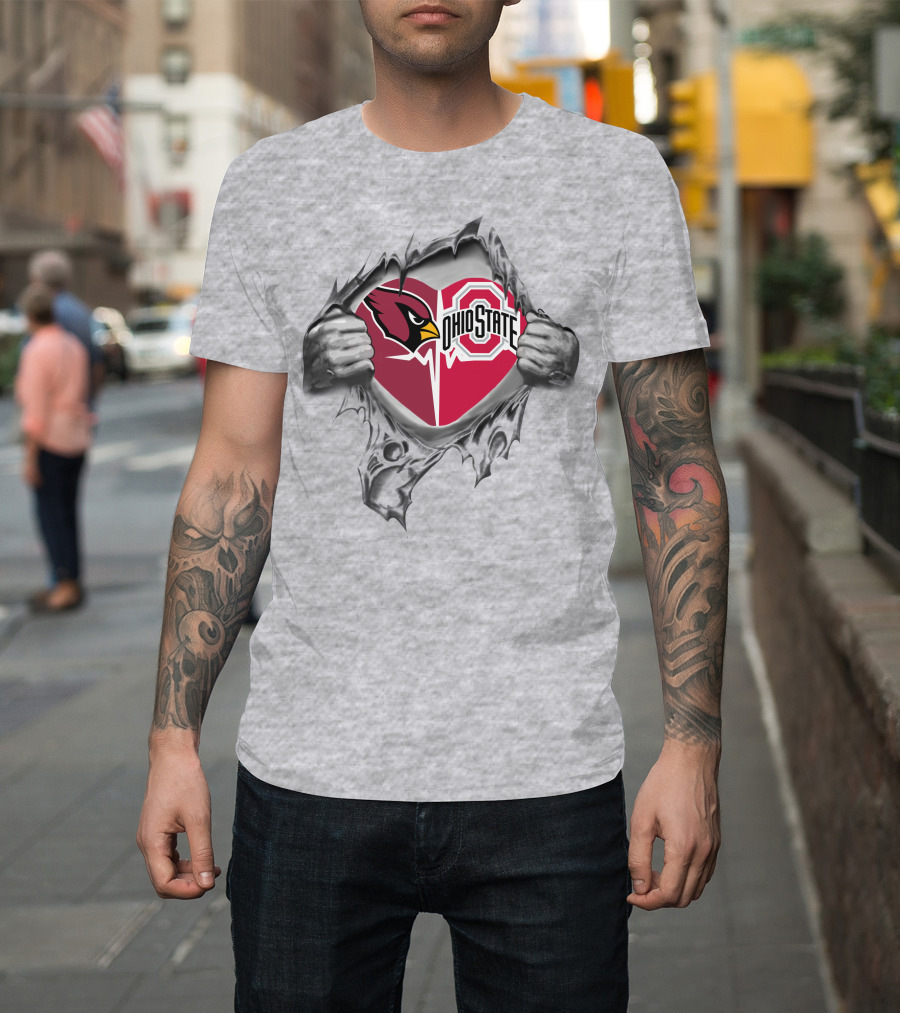 Arizona Cardinals Ohio State Buckeyes Logo Heart T-Shirt