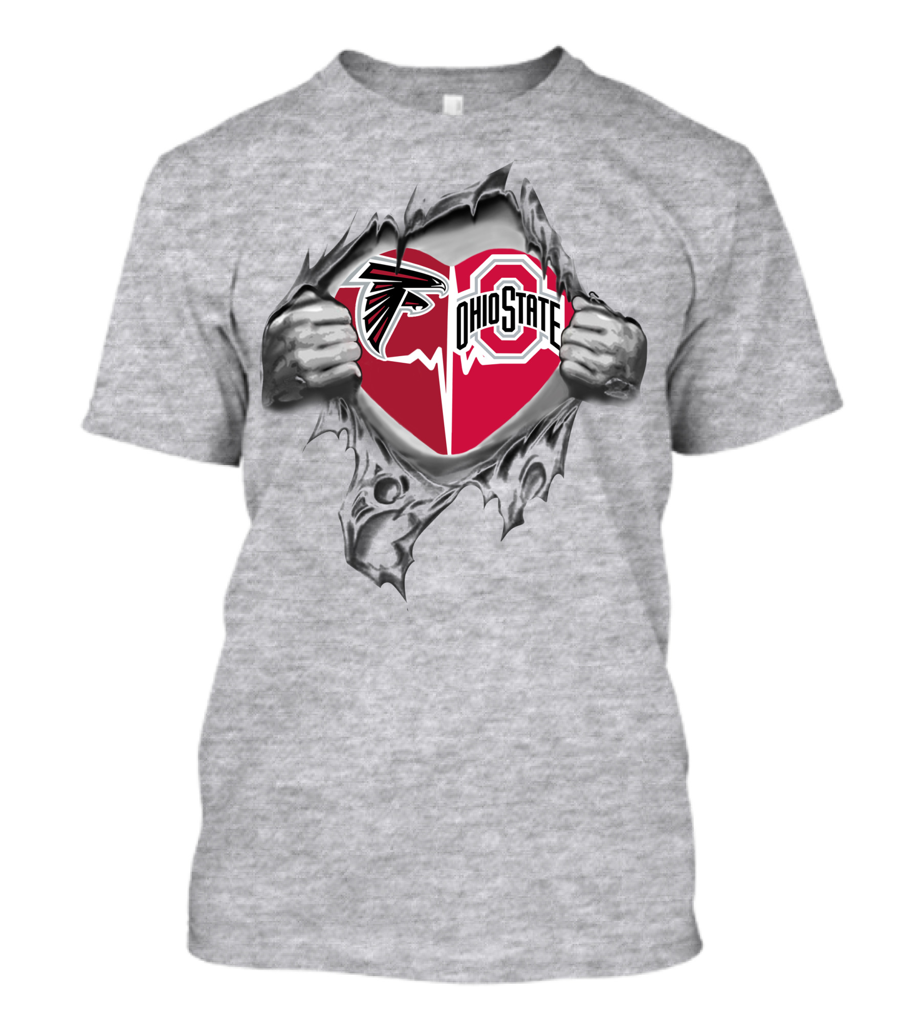 Atlanta Falcons Ohio State Buckeyes Heart Logo Peeling T-Shirt