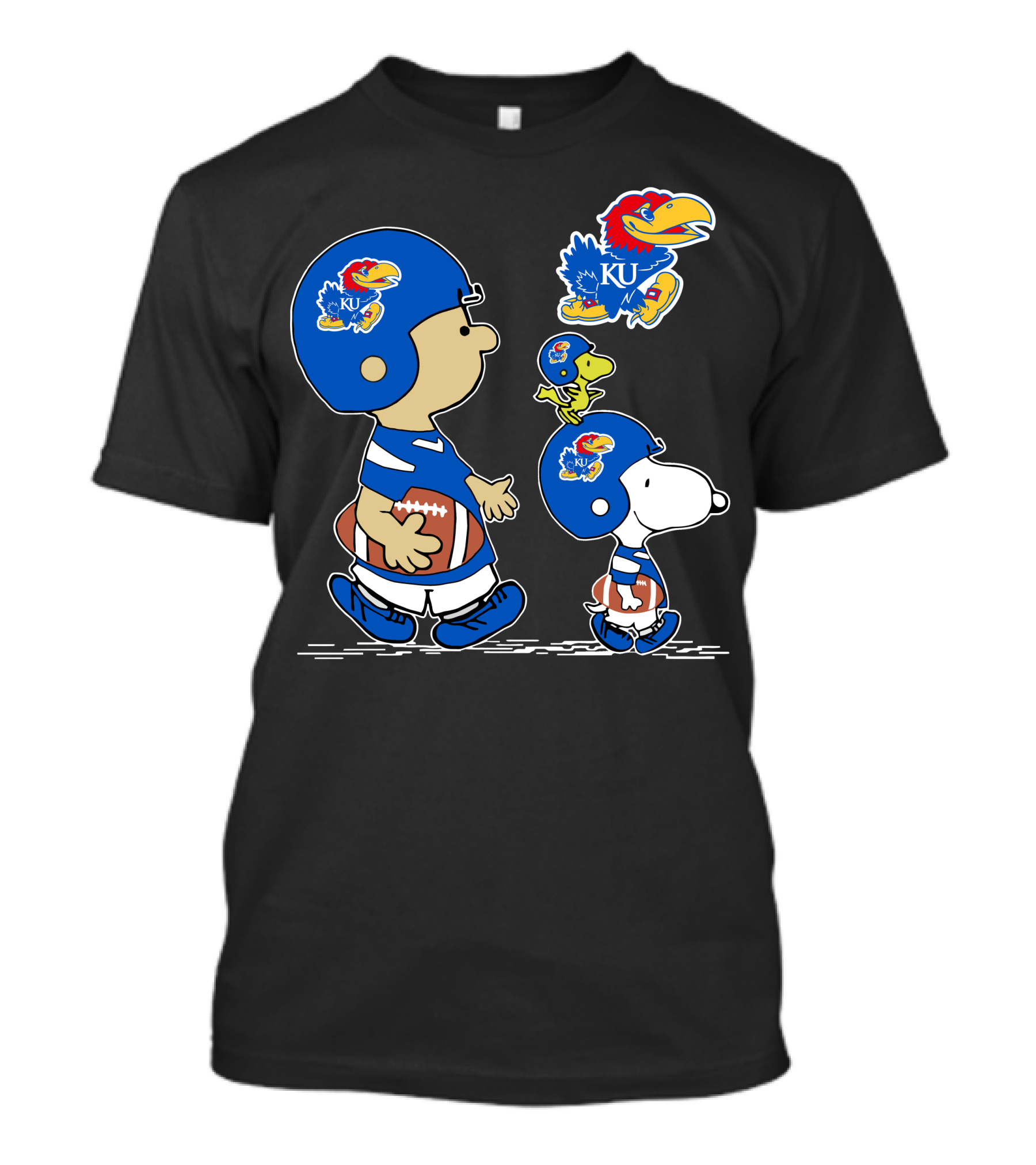 Peanuts Characters Kansas Jayhawks Football Fan Gear T-Shirt