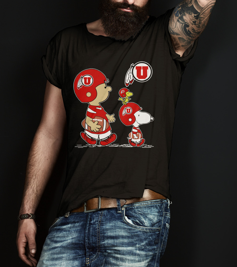 Utah Utes Snoopy Football Peanuts Gear T-Shirt