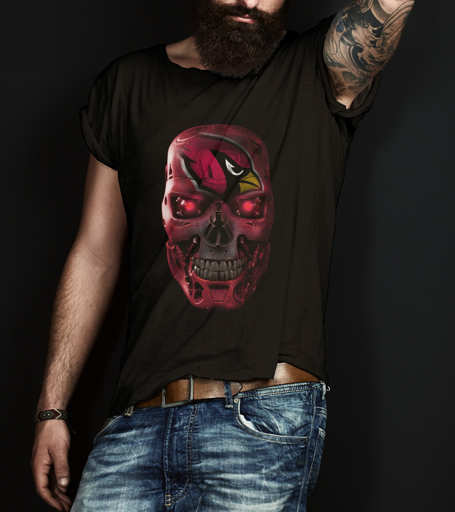 Skull Robot Arizona Cardinals Red T-Shirt