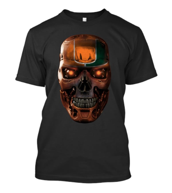 Skull Hurricanes Miami Terminator Robot Face T-Shirt