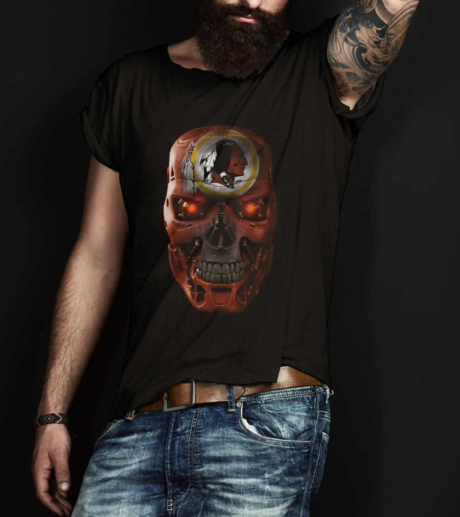 Skull Redskins Terminator Head T-Shirt