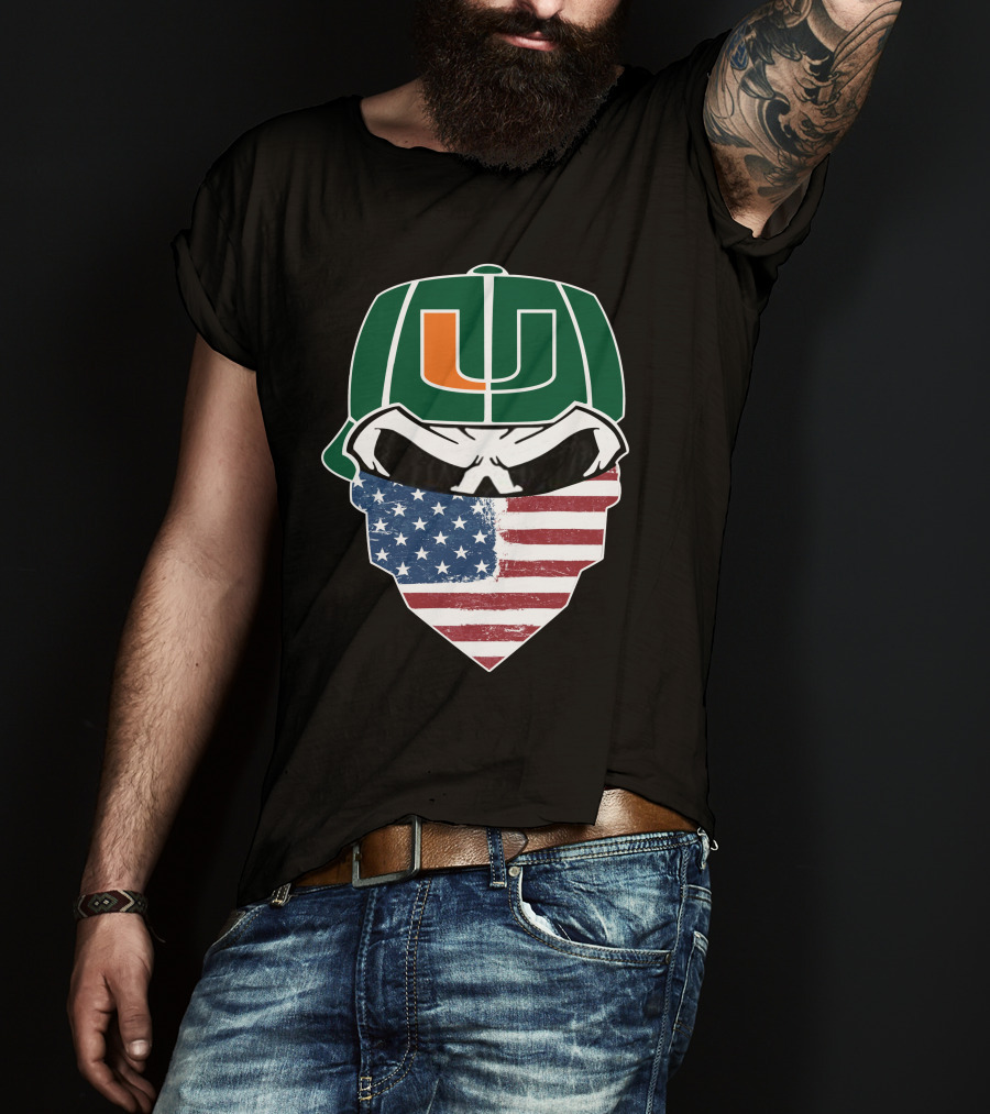 Hurricanes Skulls U American Flag Bandana T-Shirt