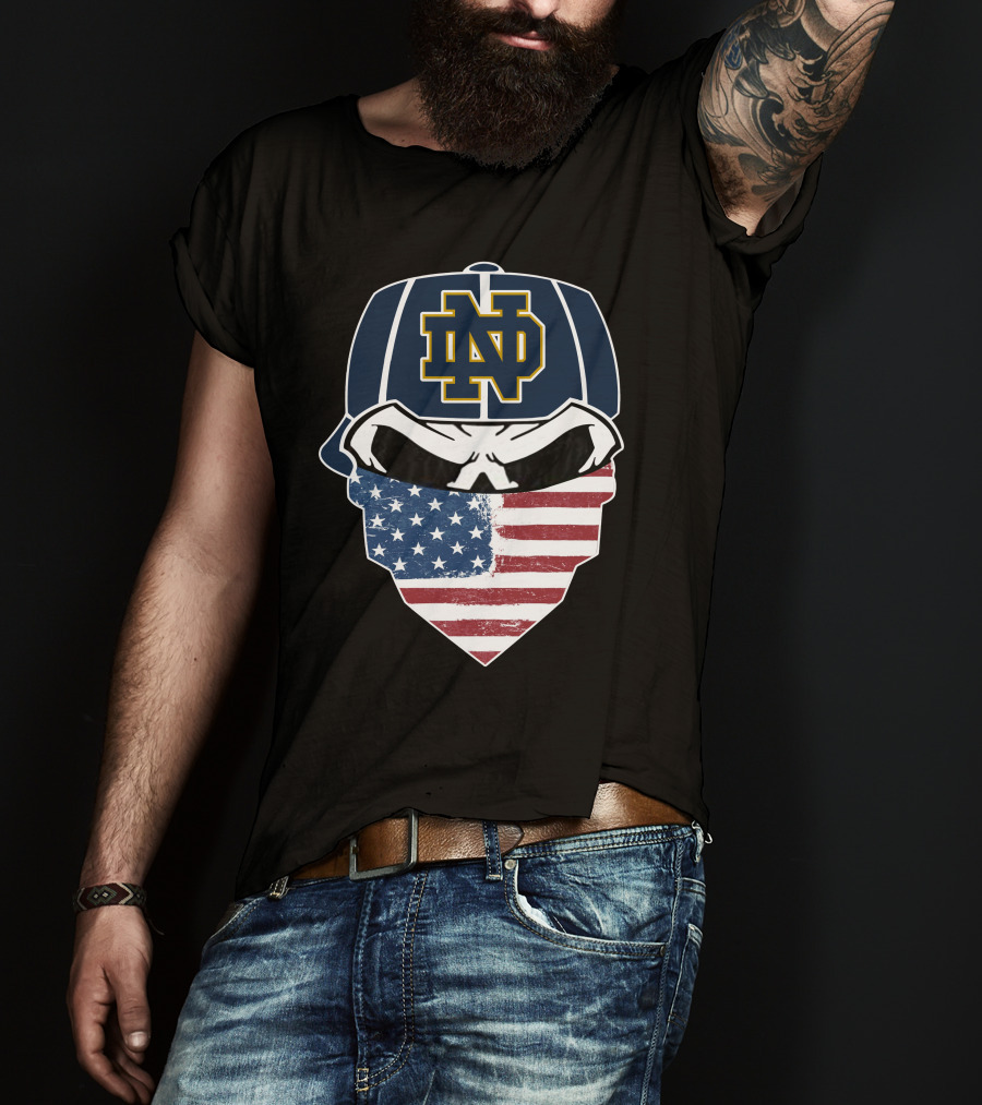 Notre Dame Skulls USA Flag Bandana ND Cap T-Shirt