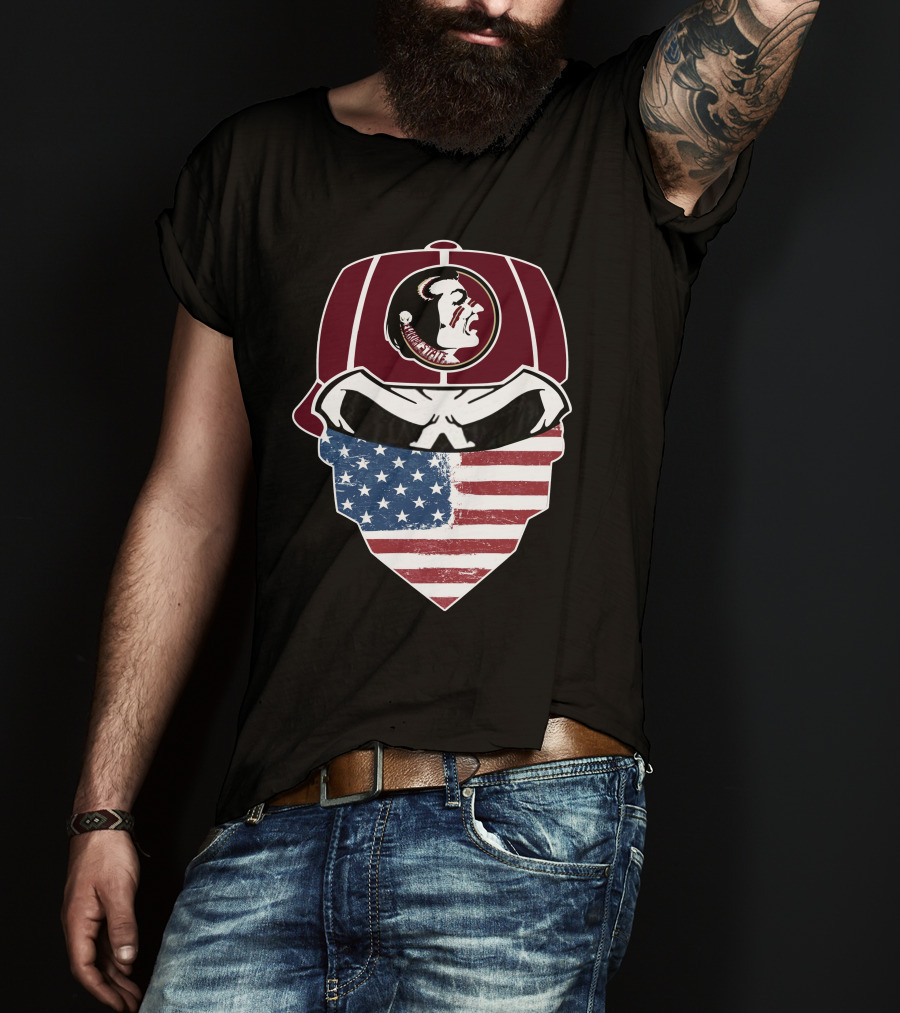 Seminoles Skulls Mask With American Flag And Tribal T-Shirt