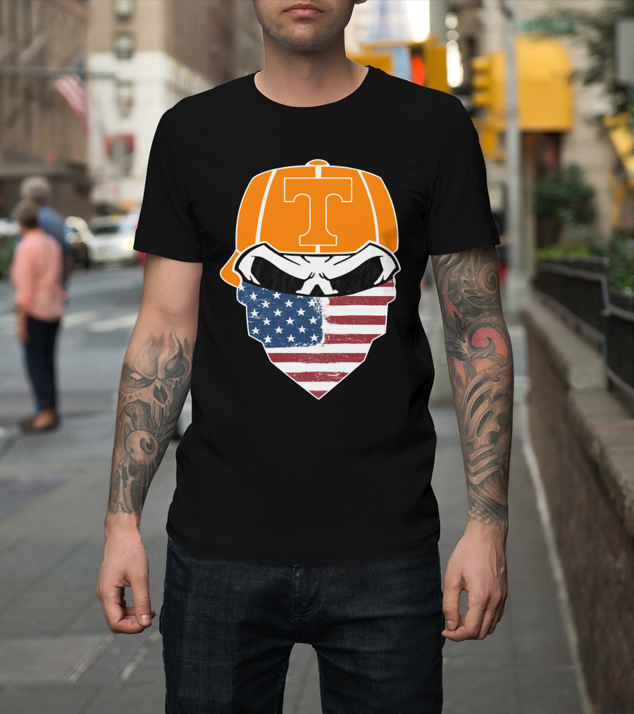 Tennessee Volunteer Skuls American Flag Bandana T-Shirt