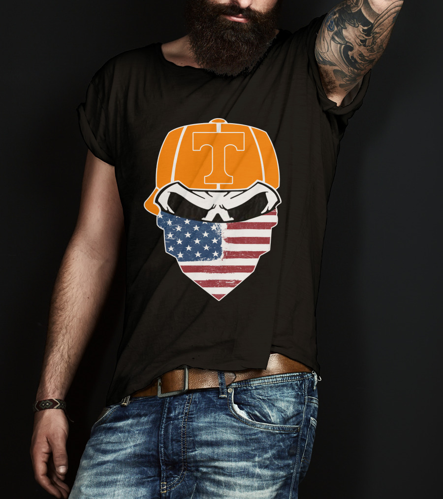 Tennessee Volunteer Skuls American Flag Bandana T-Shirt