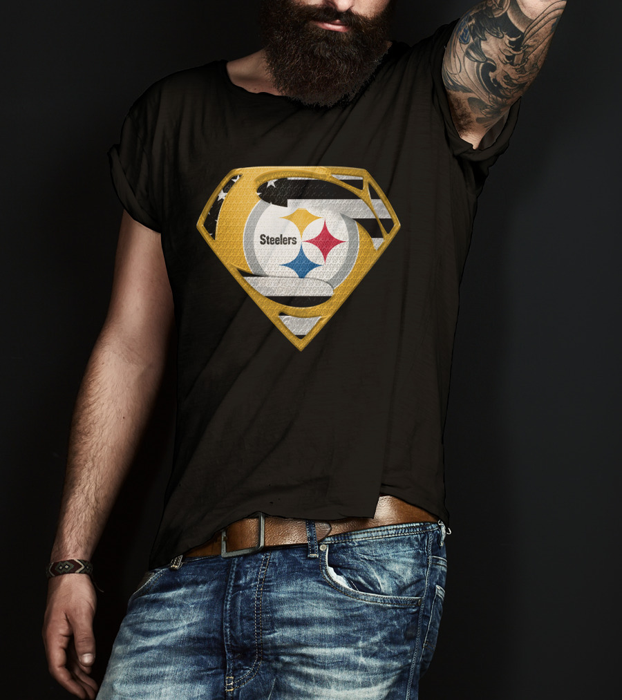 Steelers Superman Logo Shield Emblem Steelers Crest T-Shirt