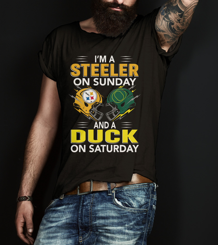 I'm A Steeler On Sunday And A Duck On Saturday Football Helmets T-Shirt