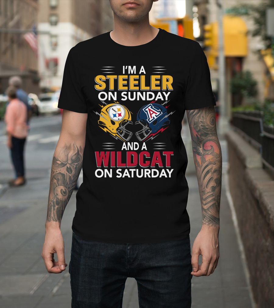 I'm A Steeler On Sunday And A Wildcat On Saturday Helmet Clash T-Shirt