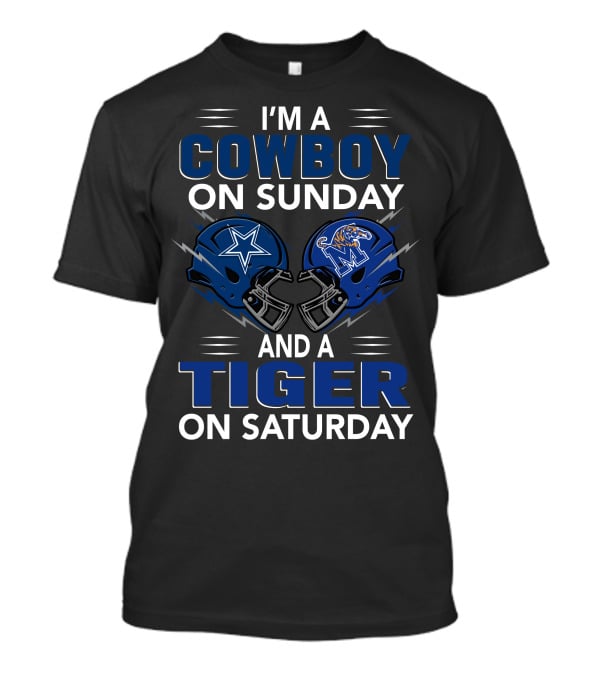 I'm A Cowboy On Sunday And A Tiger On Saturday Helmet Clash T-Shirt
