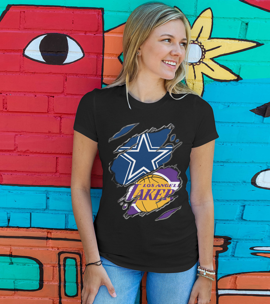 Dallas Cowboys Los Angeles Lakers Fan Crossover T-Shirt