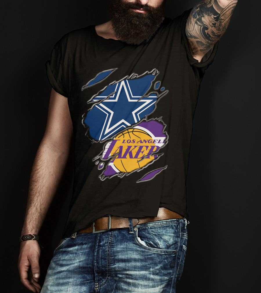 Dallas Cowboys Los Angeles Lakers Fan Crossover T-Shirt