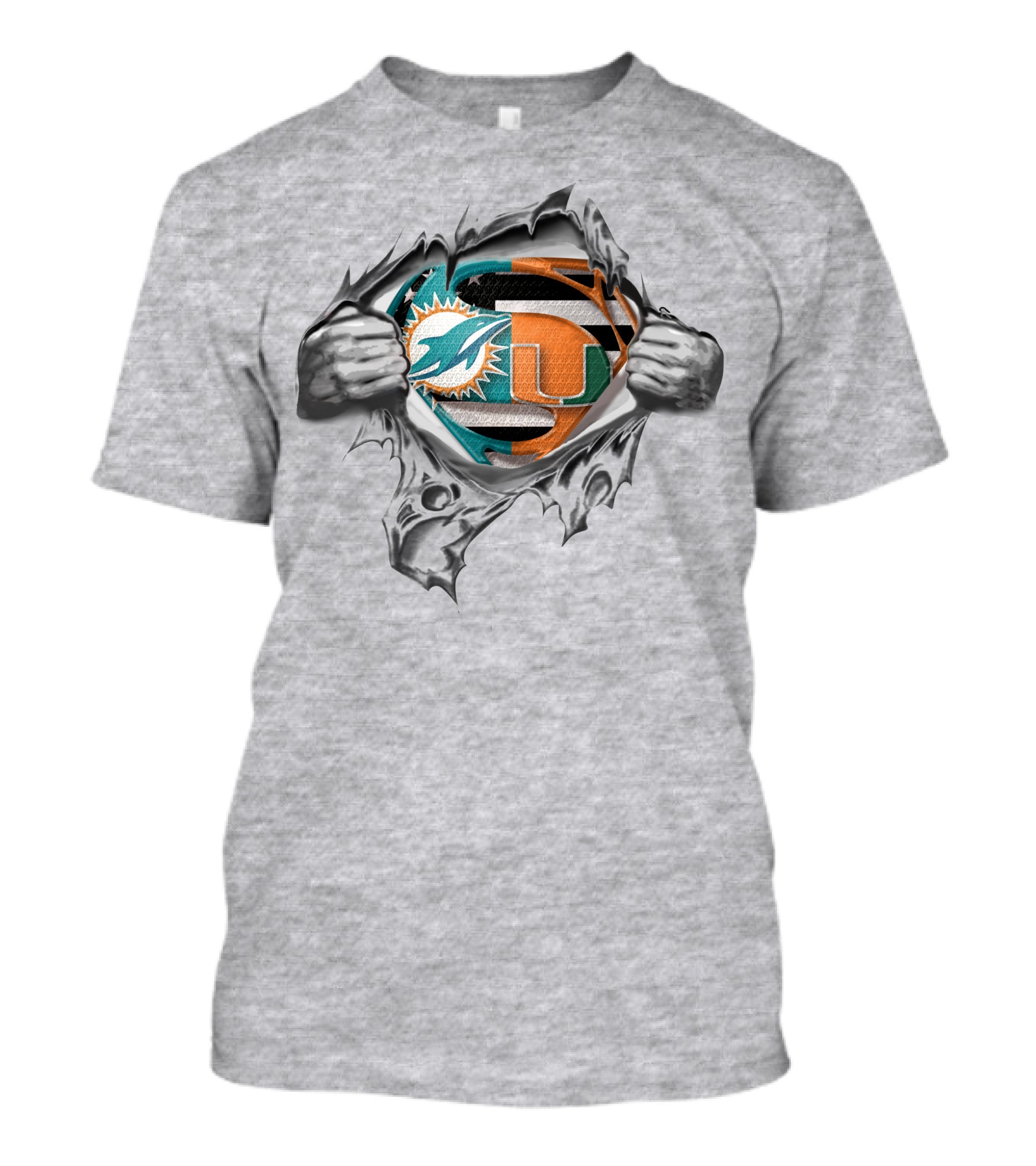 Miami Dolphins Hurricanes Superhero Logo Mashup T-Shirt
