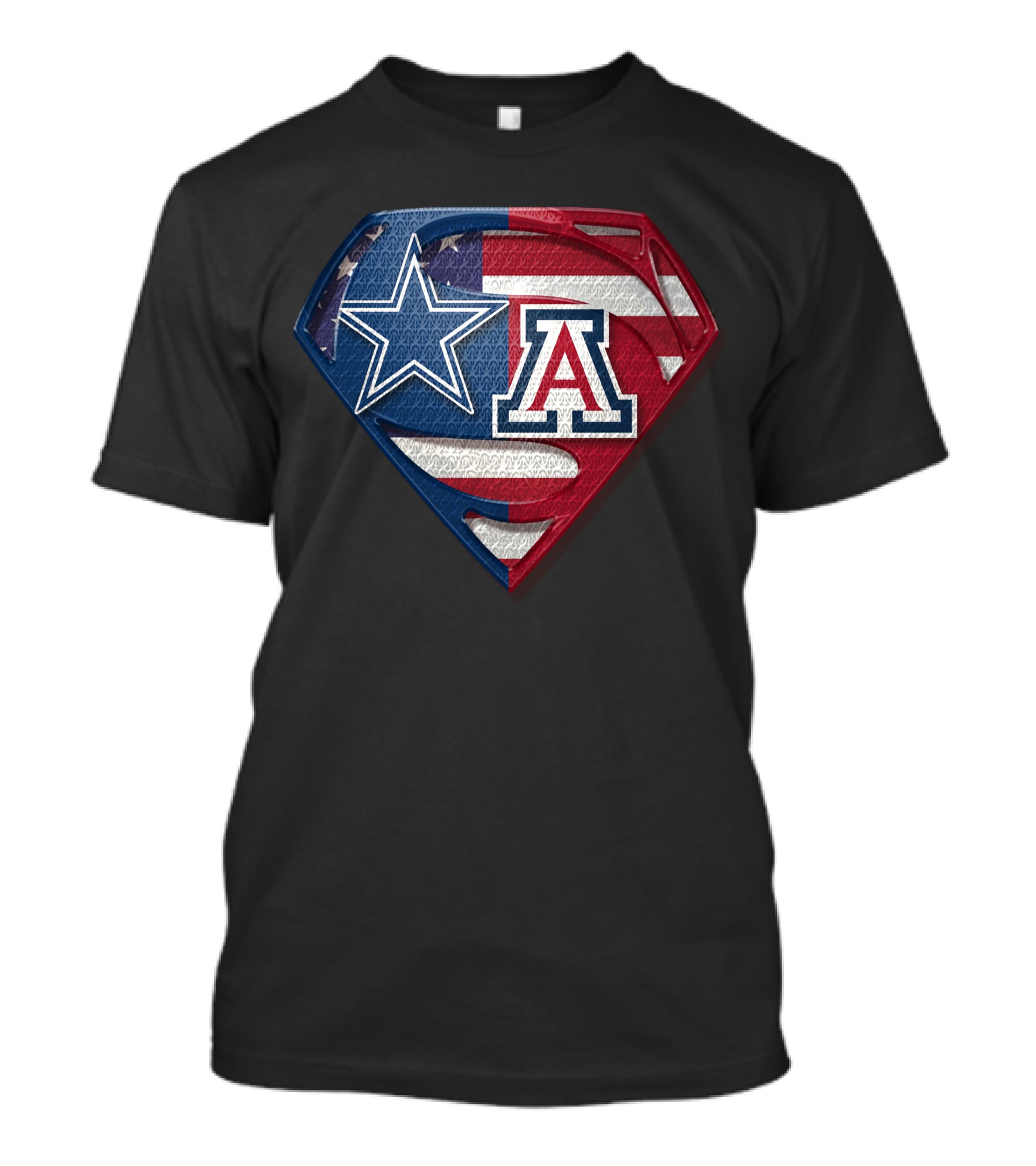 Dallas Cowboys Wildcats Superman Logo American Flag T-Shirt