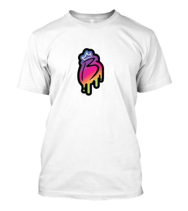 Royally B Drip With Crown Icon Gradient Pink Yellow Black Border T-Shirt